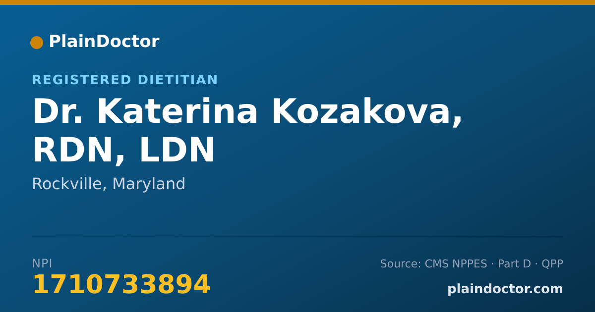Shareable card for Katerina Kozakova, RDN, LDN - Registered Dietitian, Rockville, MD
