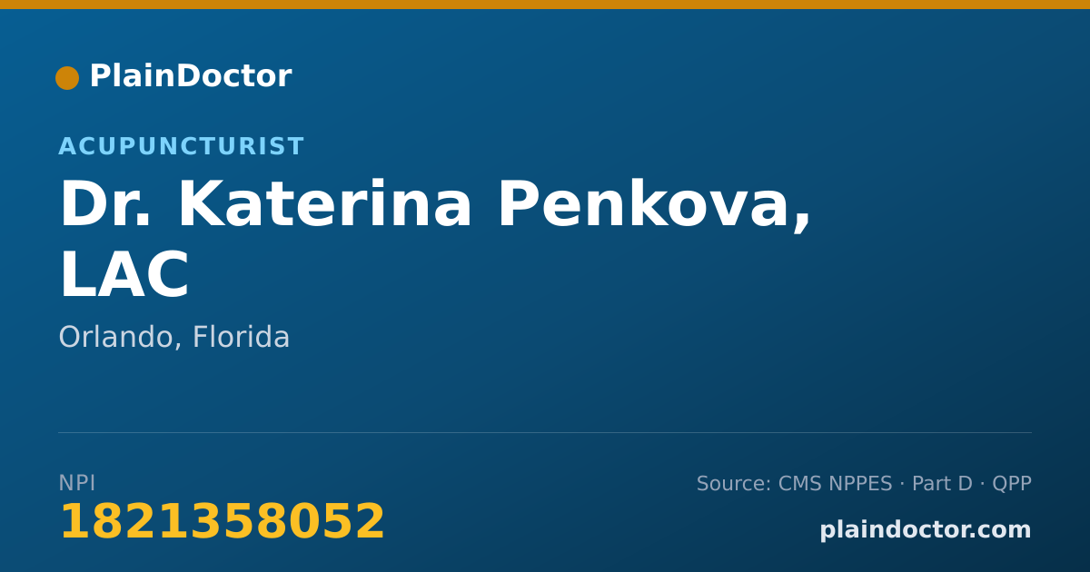 Shareable card for Katerina Penkova, LAC - Acupuncturist, Orlando, FL