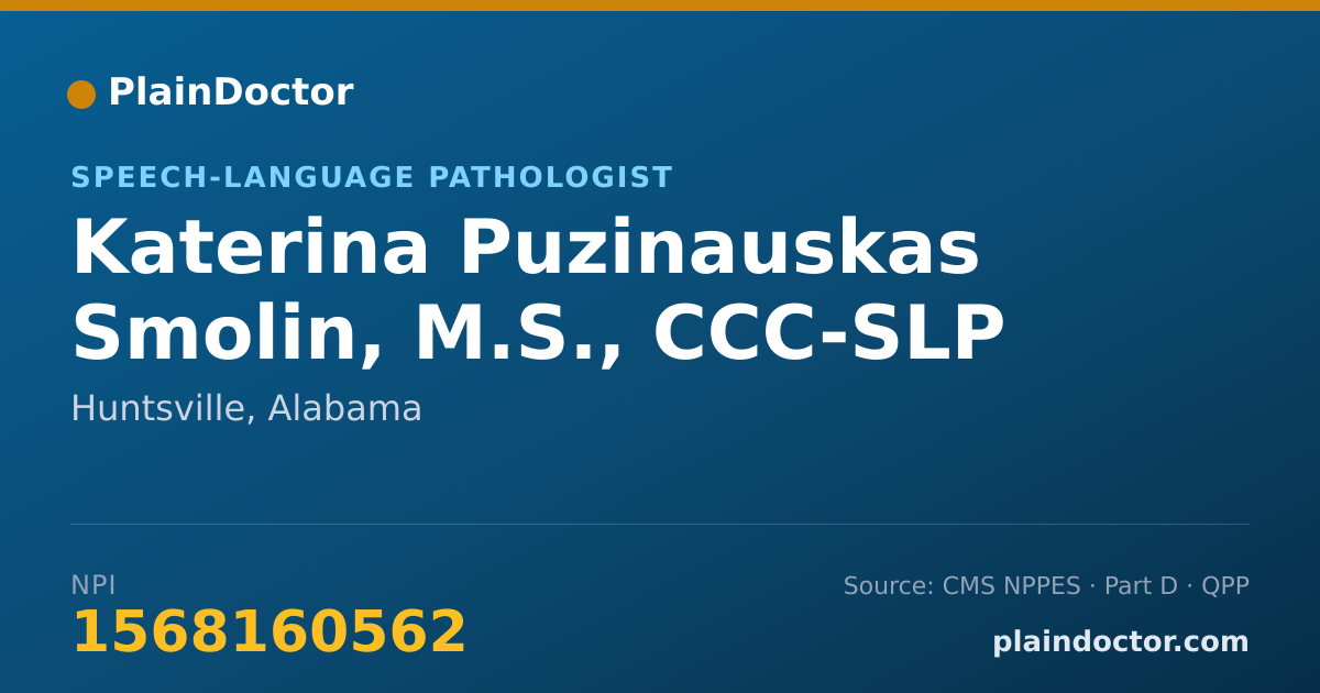 Shareable card for Katerina Puzinauskas Smolin, M.S., CCC-SLP - Speech-Language Pathologist, Huntsville, AL