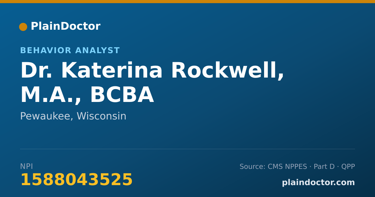 Shareable card for Katerina Rockwell, M.A., BCBA - Behavior Analyst, Pewaukee, WI