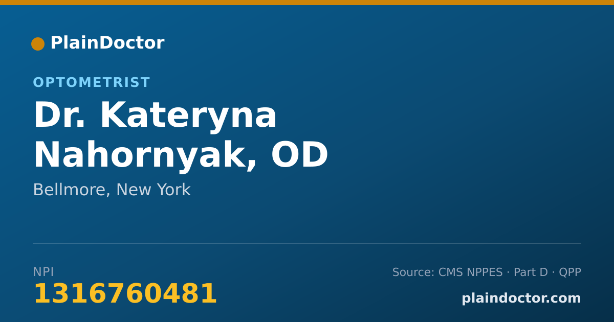 Shareable card for Kateryna Nahornyak, OD - Optometrist, Bellmore, NY
