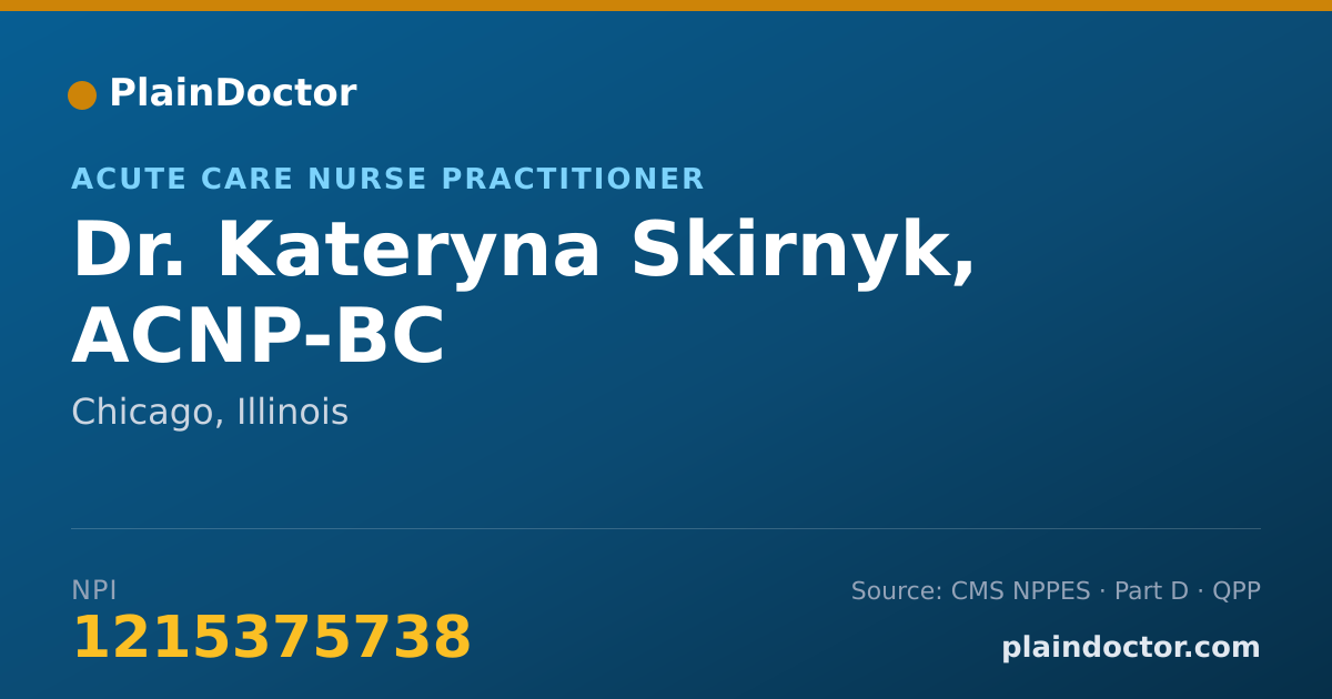 Shareable card for Kateryna Skirnyk, ACNP-BC - Acute Care Nurse Practitioner, Chicago, IL