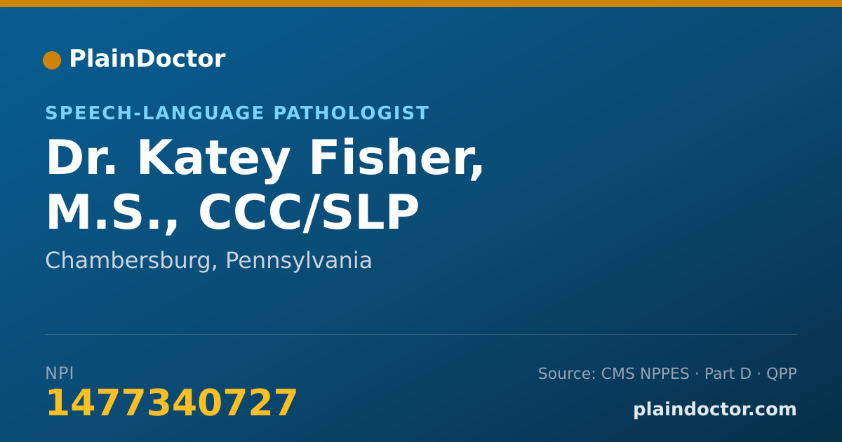 Shareable card for Katey Fisher, M.S., CCC/SLP - Speech-Language Pathologist, Chambersburg, PA