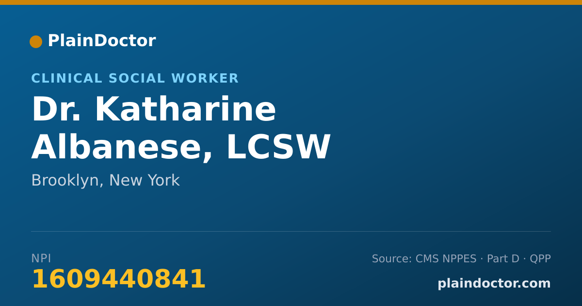 Shareable card for Katharine Albanese, LCSW - Clinical Social Worker, Brooklyn, NY