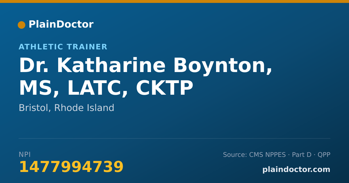 Shareable card for Katharine Boynton, MS, LATC, CKTP - Athletic Trainer, Bristol, RI