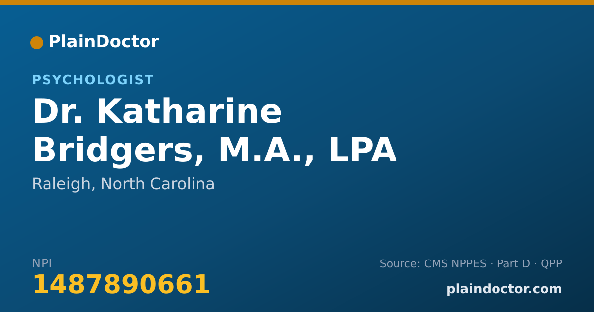Shareable card for Katharine Bridgers, M.A., LPA - Psychologist, Raleigh, NC