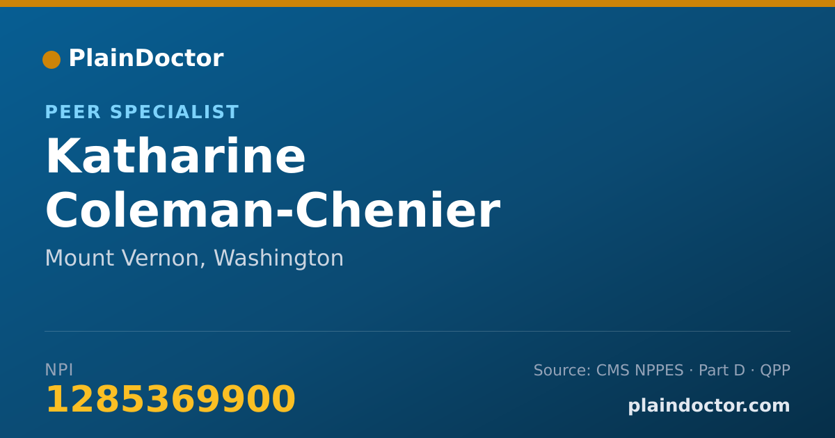 Shareable card for Katharine Coleman-Chenier - Peer Specialist, Mount Vernon, WA