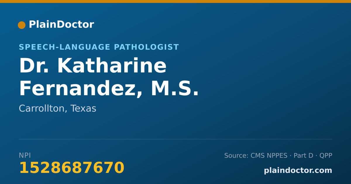Shareable card for Katharine Fernandez, M.S. CCC-SLP - Speech-Language Pathologist, Carrollton, TX