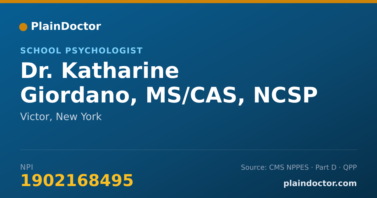 Shareable card for Katharine Giordano, MS/CAS, NCSP - School Psychologist, Victor, NY