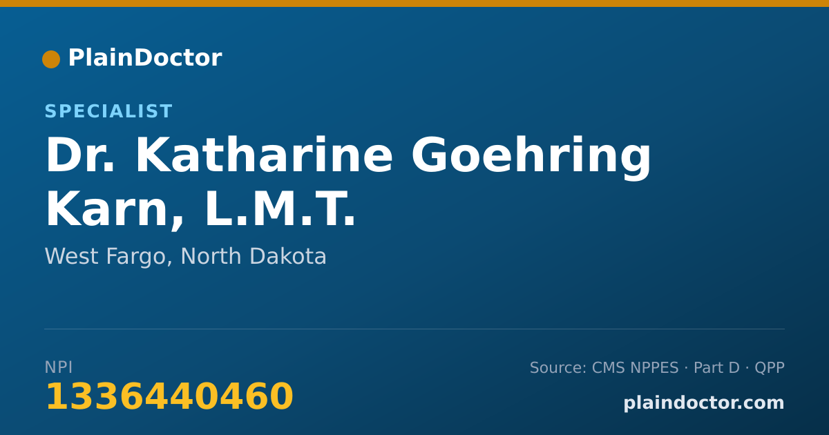 Shareable card for Katharine Goehring Karn, L.M.T. - Specialist, West Fargo, ND