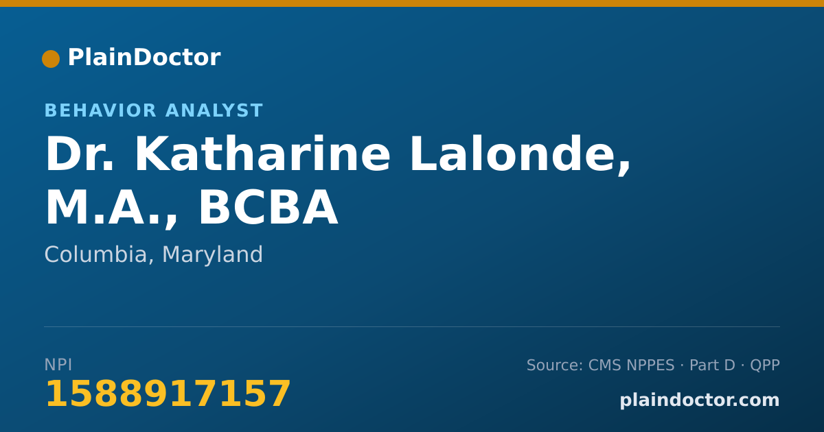 Shareable card for Katharine Lalonde, M.A., BCBA - Behavior Analyst, Columbia, MD