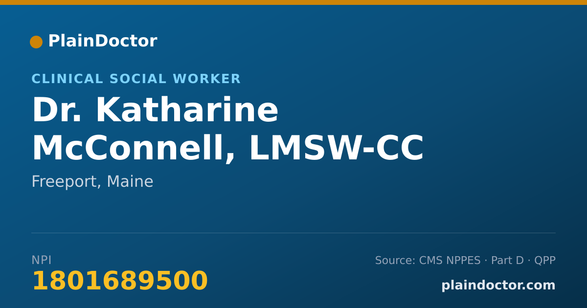 Shareable card for Katharine McConnell, LMSW-CC - Clinical Social Worker, Freeport, ME