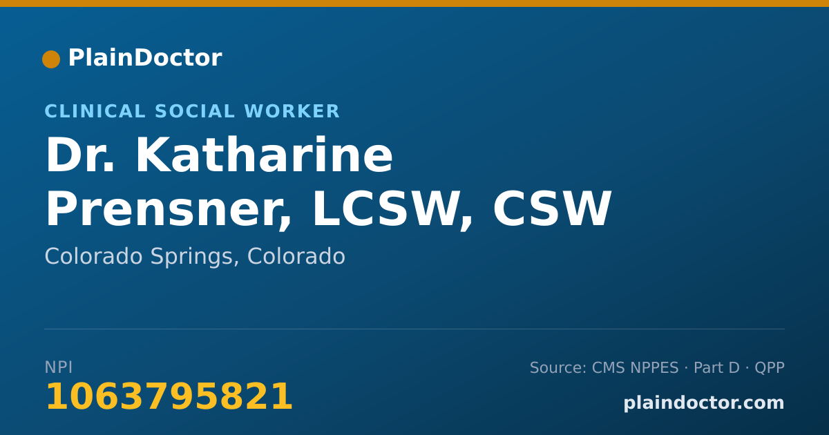 Shareable card for Katharine Prensner, LCSW, CSW - Clinical Social Worker, Colorado Springs, CO