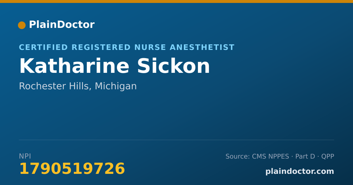 Shareable card for Katharine Sickon - Certified Registered Nurse Anesthetist, Rochester Hills, MI