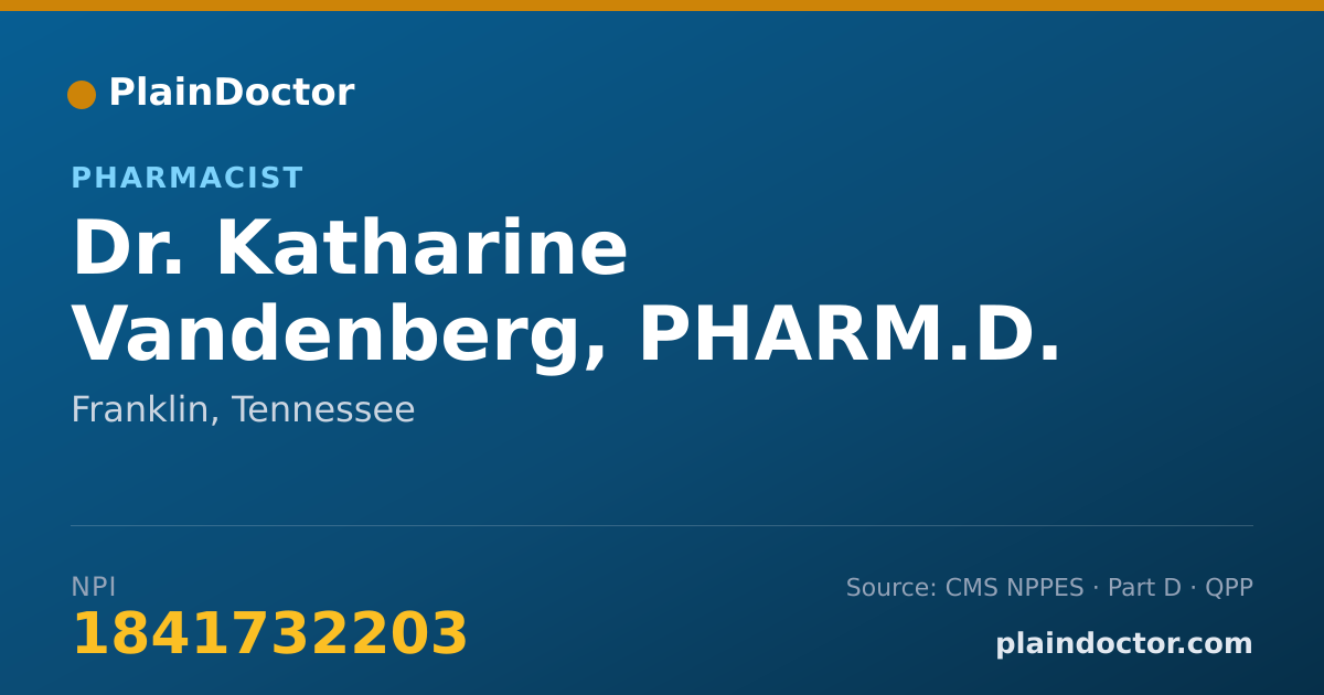 Shareable card for Katharine Vandenberg, PHARM.D. - Pharmacist, Franklin, TN