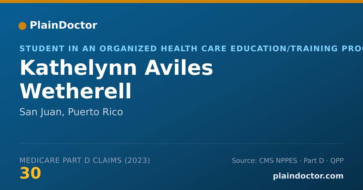 Shareable card for Kathelynn Aviles Wetherell - Student in an Organized Health Care Education/Training Program, San Juan, PR