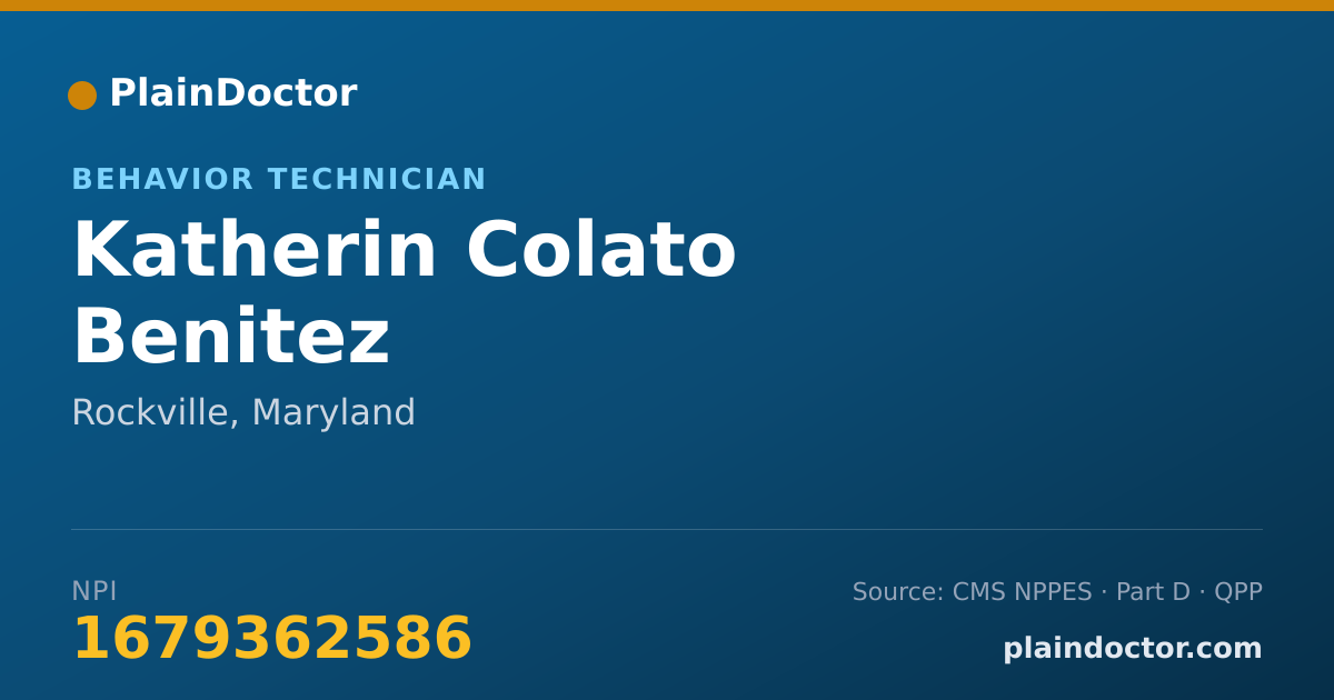 Shareable card for Katherin Colato Benitez - Behavior Technician, Rockville, MD