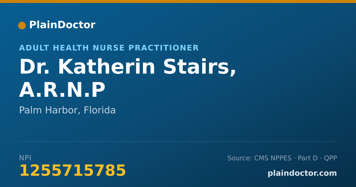 Shareable card for Katherin Stairs, A.R.N.P - Adult Health Nurse Practitioner, Palm Harbor, FL