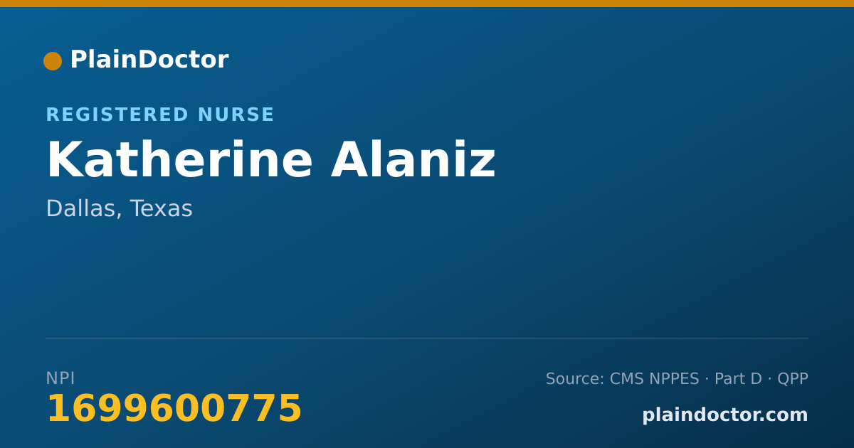 Shareable card for Katherine Alaniz - Registered Nurse, Dallas, TX