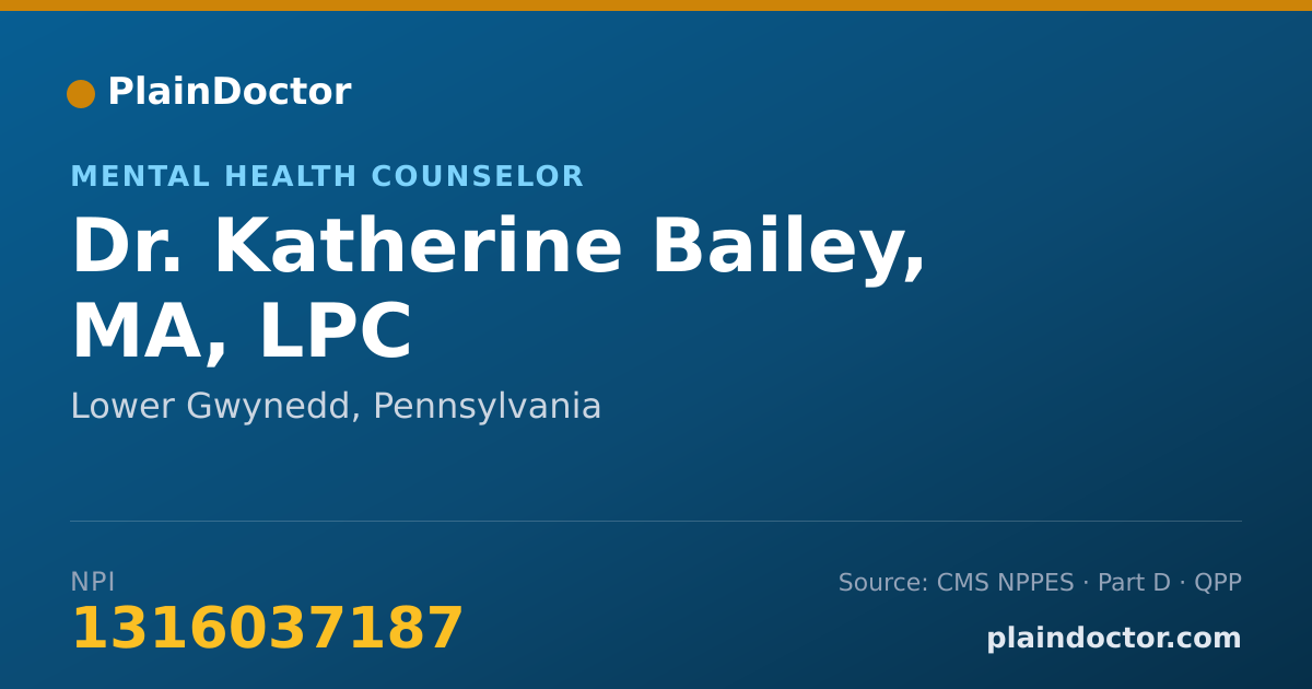 Shareable card for Katherine Bailey, MA, LPC - Mental Health Counselor, Lower Gwynedd, PA