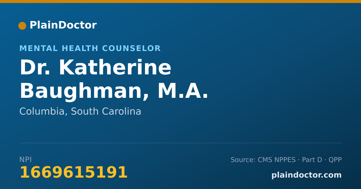 Shareable card for Katherine Baughman, M.A. - Mental Health Counselor, Columbia, SC