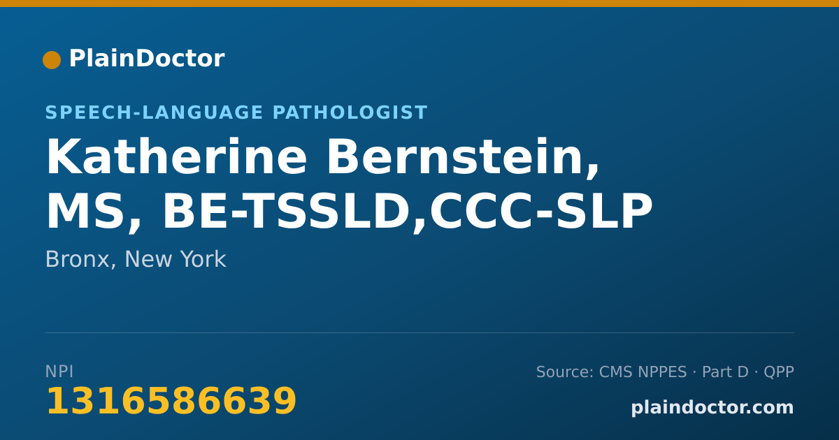 Shareable card for Katherine Bernstein, MS, BE-TSSLD,CCC-SLP - Speech-Language Pathologist, Bronx, NY