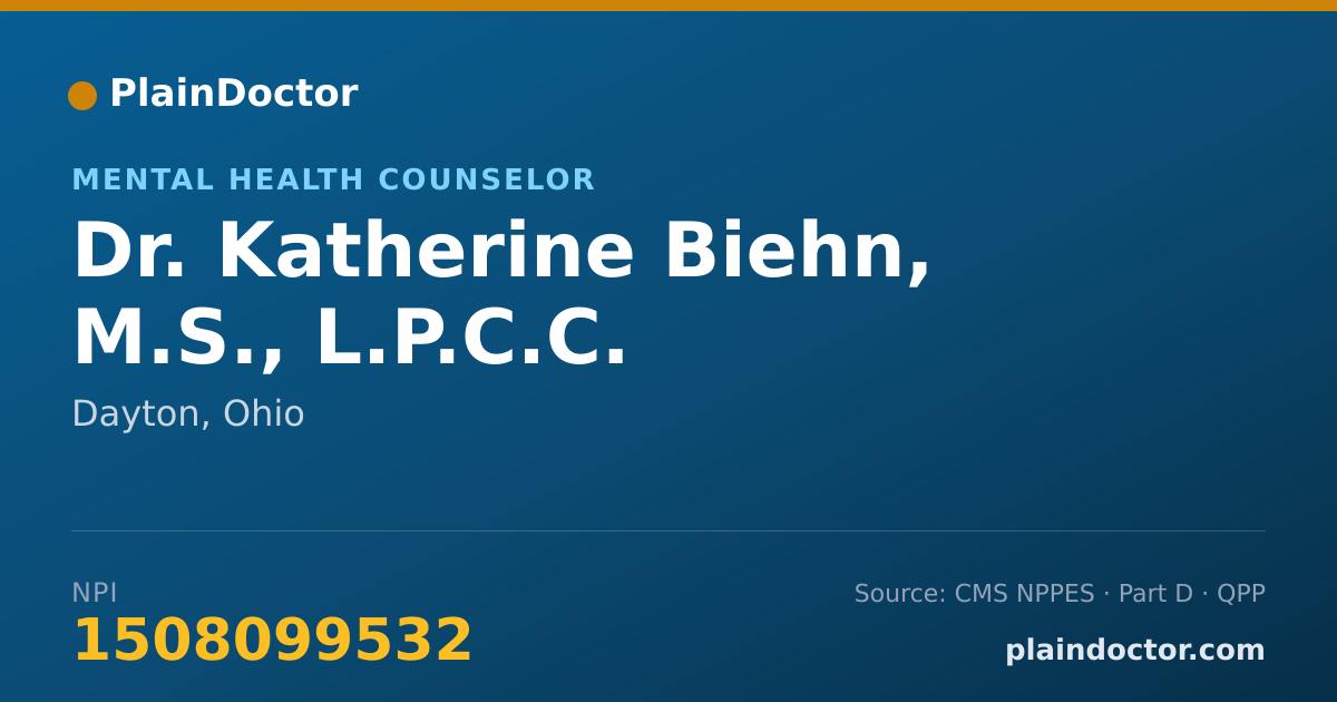 Shareable card for Katherine Biehn, M.S., L.P.C.C. - Mental Health Counselor, Dayton, OH