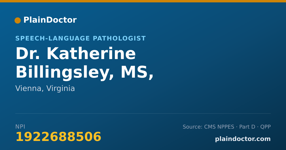 Shareable card for Katherine Billingsley, MS, CCC-SLP, CBS - Speech-Language Pathologist, Vienna, VA