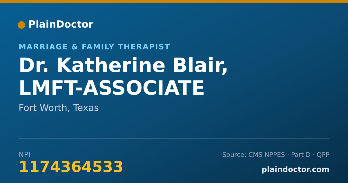 Shareable card for Katherine Blair, LMFT-ASSOCIATE - Marriage & Family Therapist, Fort Worth, TX