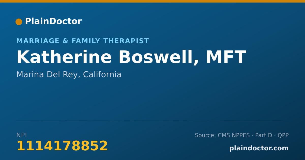 Shareable card for Katherine Boswell, MFT - Marriage & Family Therapist, Marina Del Rey, CA