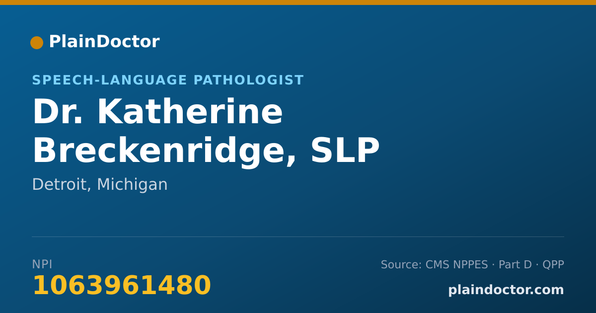 Shareable card for Katherine Breckenridge, SLP - Speech-Language Pathologist, Detroit, MI