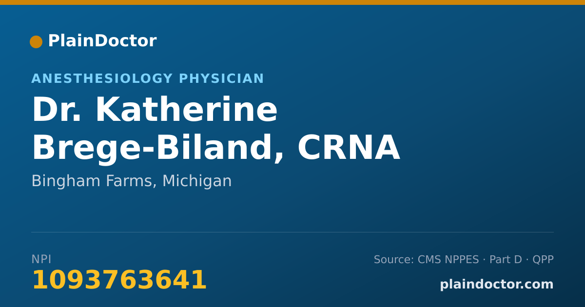 Shareable card for Katherine Brege-Biland, CRNA - Anesthesiology Physician, Bingham Farms, MI