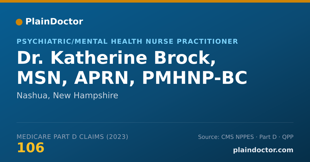 Shareable card for Katherine Brock, MSN, APRN, PMHNP-BC - Psychiatric/Mental Health Nurse Practitioner, Nashua, NH