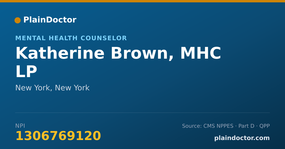 Shareable card for Katherine Brown, MHC LP - Mental Health Counselor, New York, NY