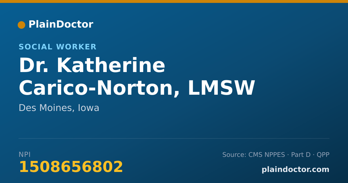 Shareable card for Katherine Carico-Norton, LMSW - Social Worker, Des Moines, IA