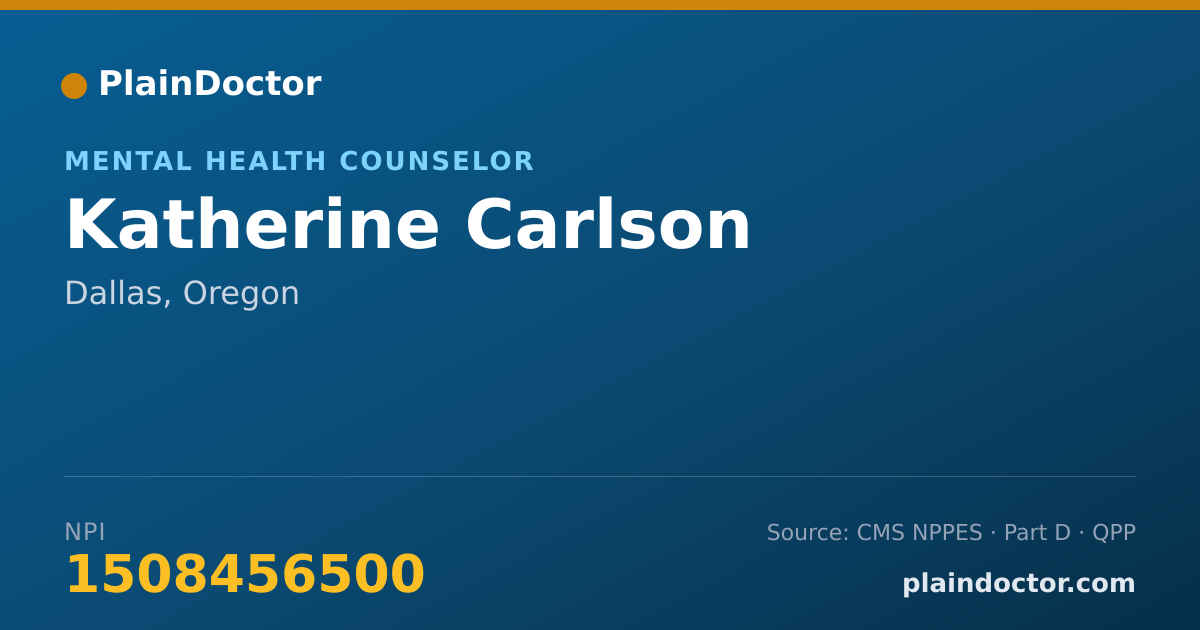 Shareable card for Katherine Carlson - Mental Health Counselor, Dallas, OR