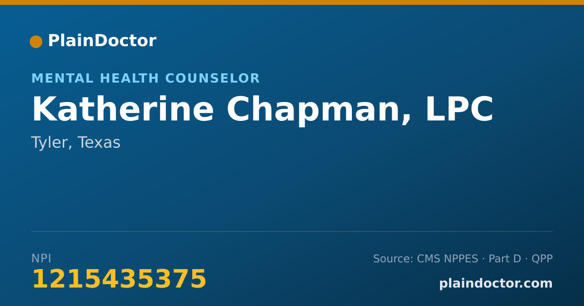Shareable card for Katherine Chapman, LPC - Mental Health Counselor, Tyler, TX