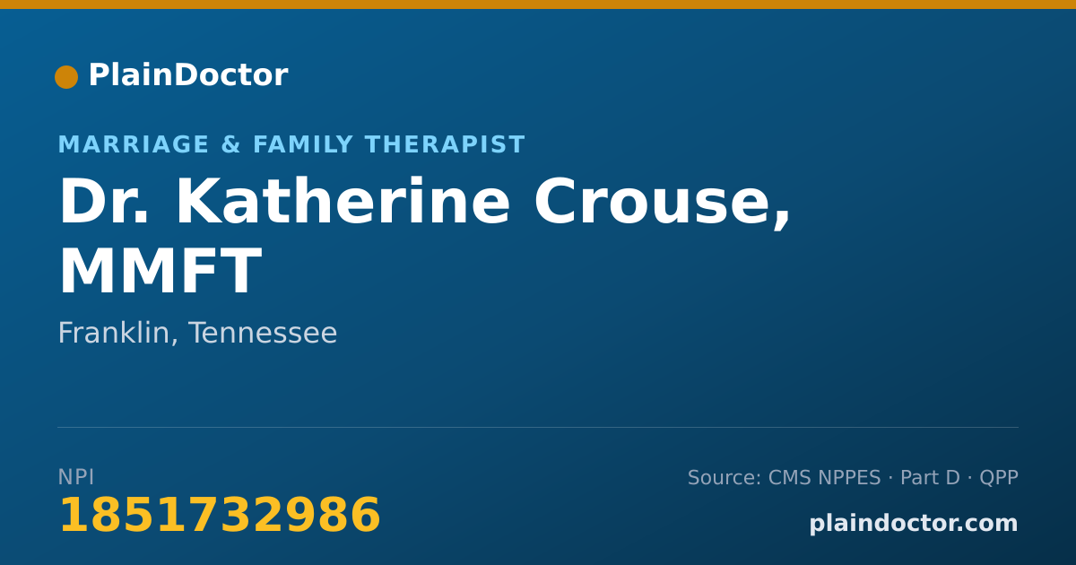 Shareable card for Katherine Crouse, MMFT - Marriage & Family Therapist, Franklin, TN