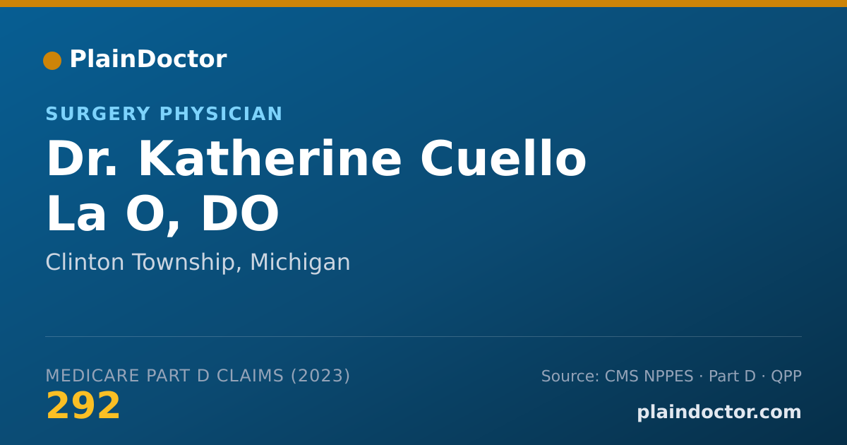 Shareable card for Katherine Cuello La O, DO - Surgery Physician, Clinton Township, MI