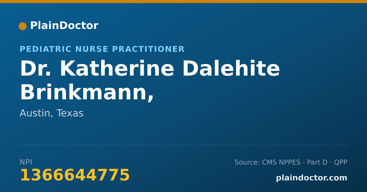Shareable card for Katherine Dalehite Brinkmann, RN,MSN,CPNP,PMHNP-C - Pediatric Nurse Practitioner, Austin, TX