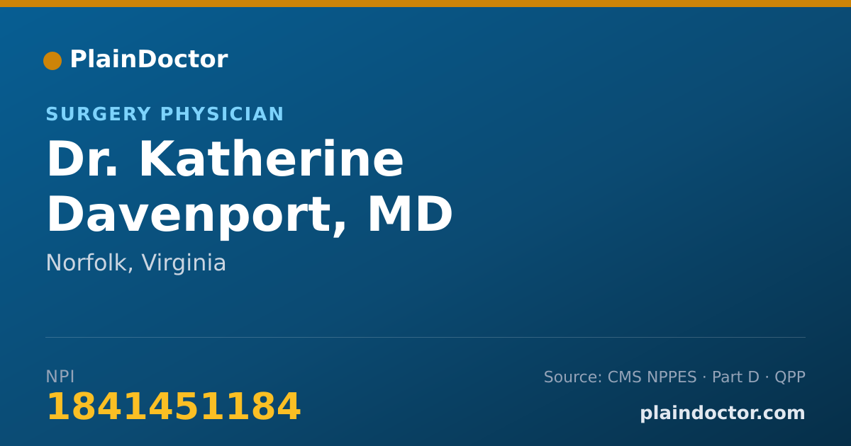 Shareable card for Katherine Davenport, MD - Surgery Physician, Norfolk, VA