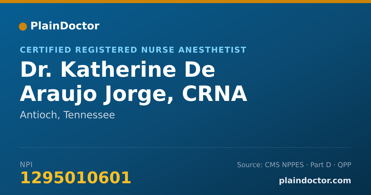 Shareable card for Katherine De Araujo Jorge, CRNA - Certified Registered Nurse Anesthetist, Antioch, TN