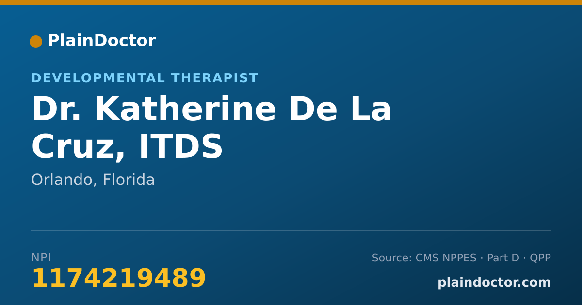 Shareable card for Katherine De La Cruz, ITDS - Developmental Therapist, Orlando, FL