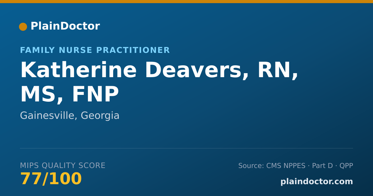 Shareable card for Katherine Deavers, RN, MS, FNP - Family Nurse Practitioner, Gainesville, GA