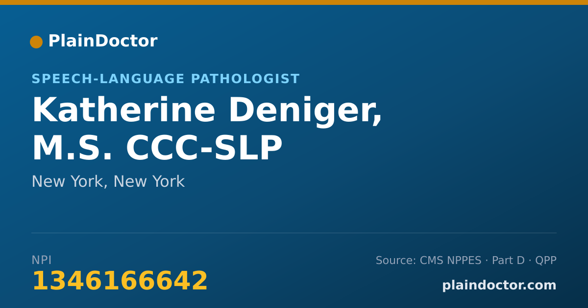 Shareable card for Katherine Deniger, M.S. CCC-SLP - Speech-Language Pathologist, New York, NY