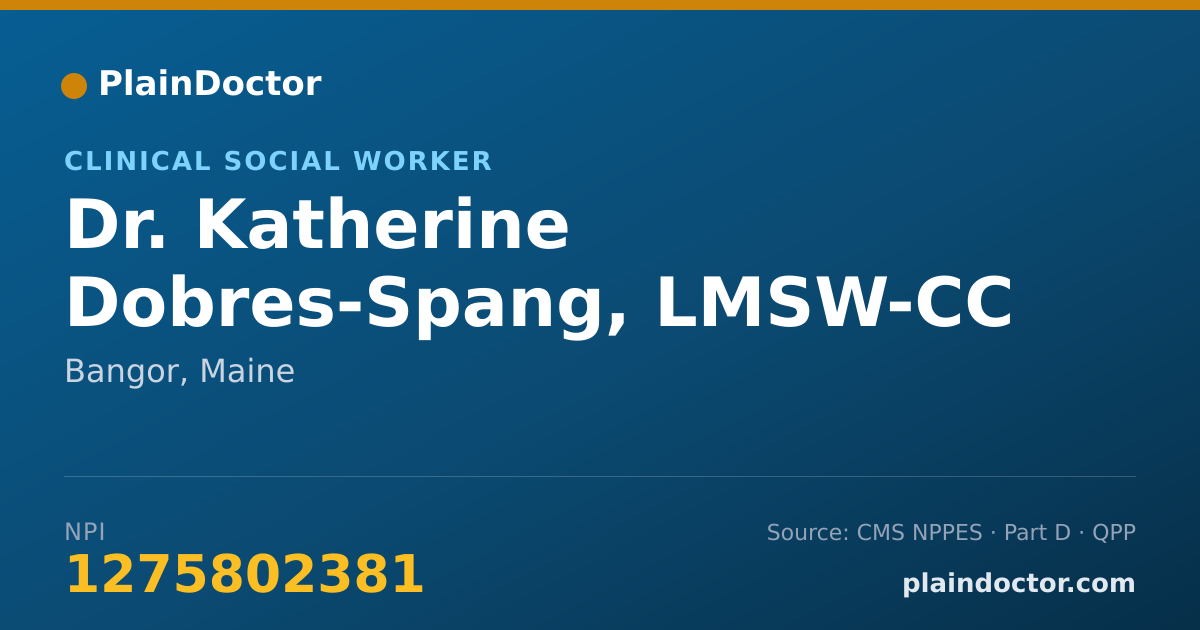 Shareable card for Katherine Dobres-Spang, LMSW-CC - Clinical Social Worker, Bangor, ME