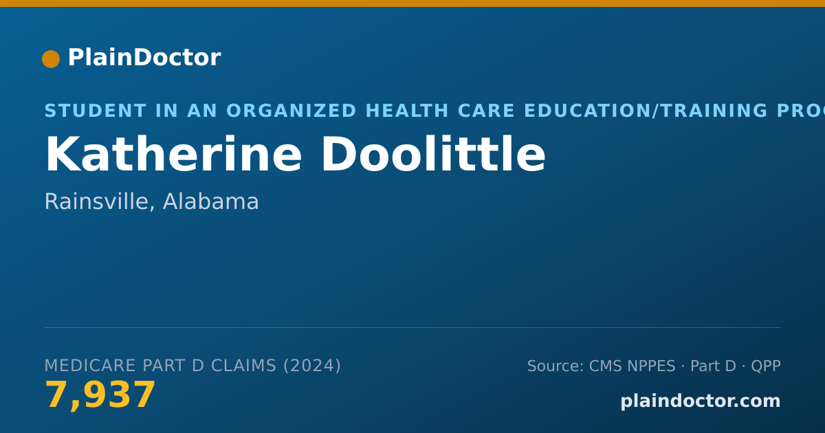 Shareable card for Katherine Doolittle - Student in an Organized Health Care Education/Training Program, Rainsville, AL