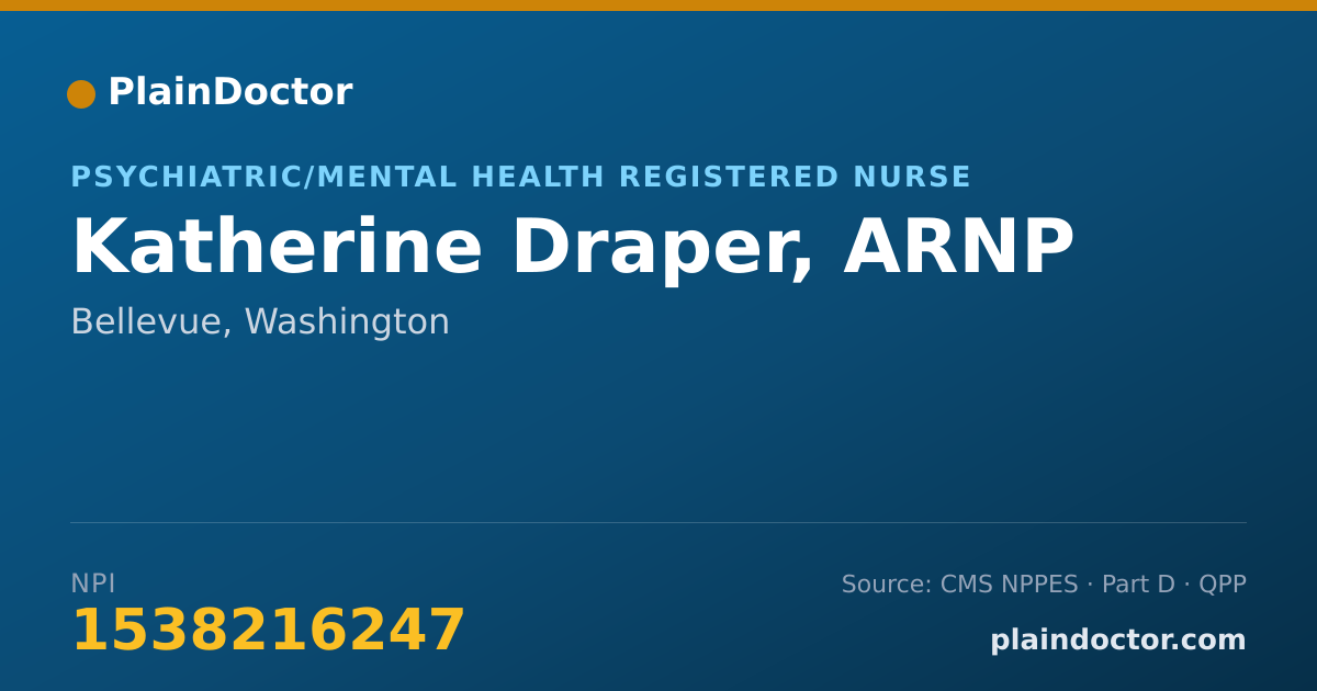 Shareable card for Katherine Draper, ARNP - Psychiatric/Mental Health Registered Nurse, Bellevue, WA