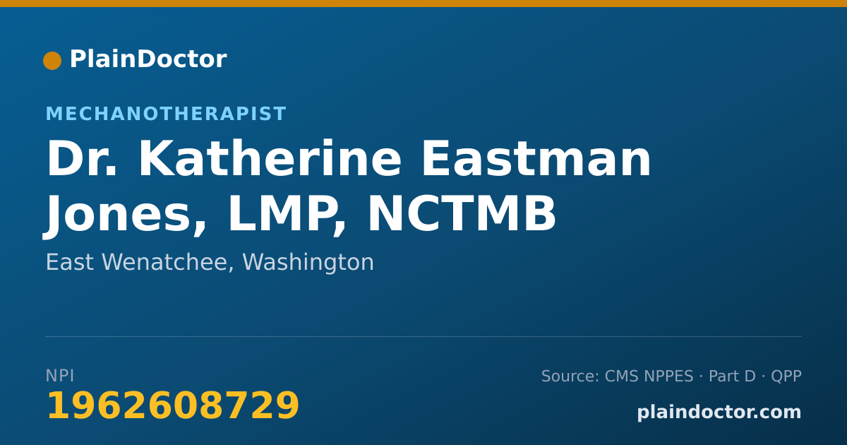 Shareable card for Katherine Eastman Jones, LMP, NCTMB - Mechanotherapist, East Wenatchee, WA
