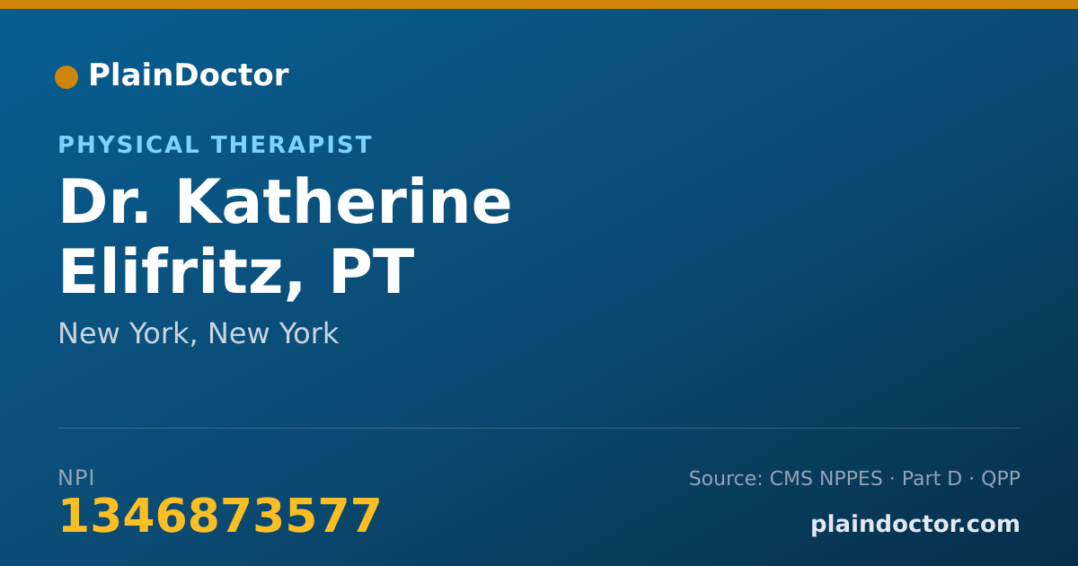 Shareable card for Katherine Elifritz, PT - Physical Therapist, New York, NY